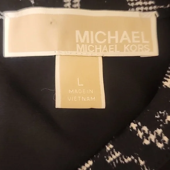 nwot Michael Kors Black Dress with Animal Print Accents Sz L - Picture 4 of 5